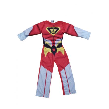 5-7 évesre piros csillagos hős jelmezruha, izmosított (pl. Power Rangers)