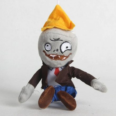 Sárga kalapos zombi plüss figura, kulcstartós, 20 cm - Plants vs. Zombies - ÚJ