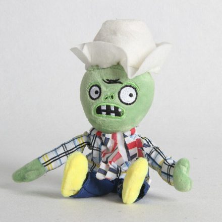 Kockás inges, cowboy zombi plüss figura, kulcstartós, 20 cm - Plants vs. Zombies - ÚJ