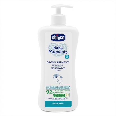 Fürdető & sampon 500 ml - könnymentes Baby Moments körömvirággal és növényi glicerinnel - Chicco