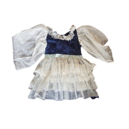 5-6 évesre kék bársony tüllös jelmezruha szárnnyal (házi készítésű)