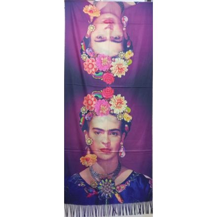 Nagyméretű kétoldalú festményes sál, kendő, stóla, lila - Frida Kahlo - ÚJ