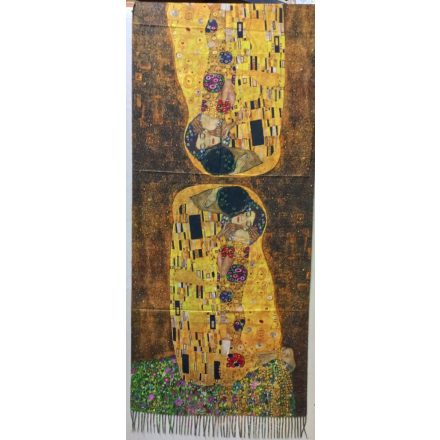 Nagyméretű kétoldalú festményes sál, kendő, stóla - Gustav Klimt: A csók - ÚJ