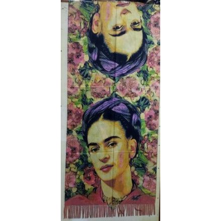 Nagyméretű kétoldalú mintás festményes sál, kendő, stóla - Frida Kahlo - ÚJ