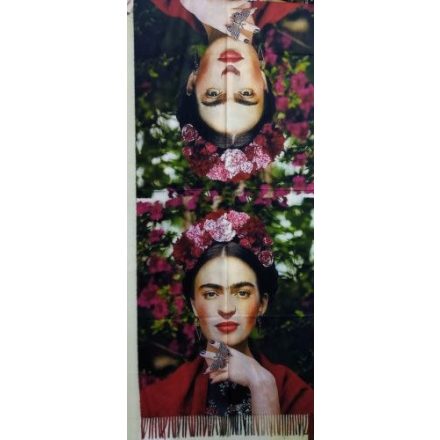 Nagyméretű színes mintás kétoldalú festményes sál, kendő, stóla - Frida Kahlo - ÚJ