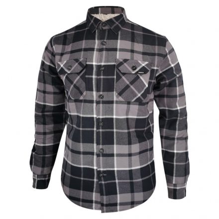 Dressa Vintage Overshirt vastag bélelt kockás férfi flanel favágó ing - szürke