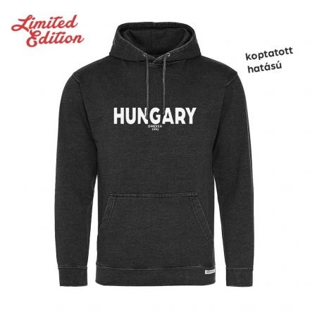 Dressa Hungary feliratos kenguruzsebes kapucnis pulóver - Limited Edition - fekete