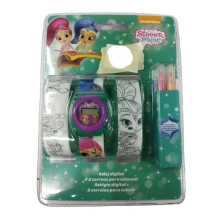 Színezhető, cserélhető szíjú gyerek karóra, kvarcóra - Shimmer & Shine - ÚJ