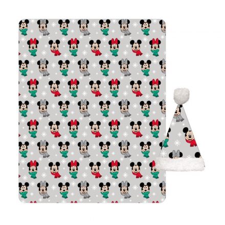 Disney Mickey, Minnie Noel karácsonyi coral fleece takaró és sapka szett - ÚJ