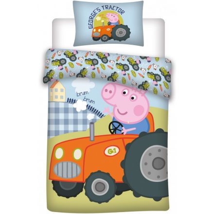 Peppa malac George's Tractor gyerek ágyneműhuzat 100×135cm, 40×60 cm - ÚJ