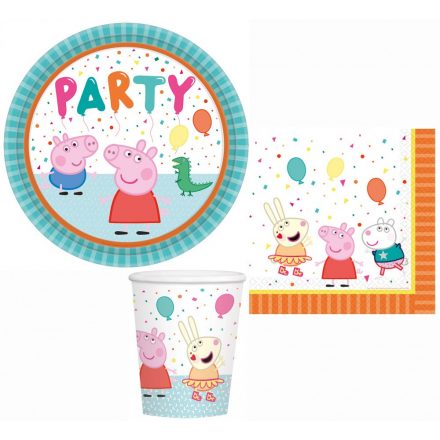 Peppa malac Confetti party szett 32 db-os 23 cm-es tányérral - ÚJ