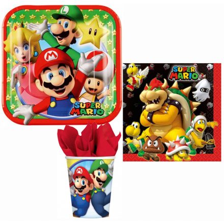 Super Mario Mushroom World party szett 36 db-os 18 cm-es tányérral - ÚJ