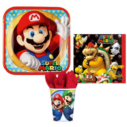 Super Mario Mushroom World party szett 36 db-os 23 cm-es tányérral - ÚJ