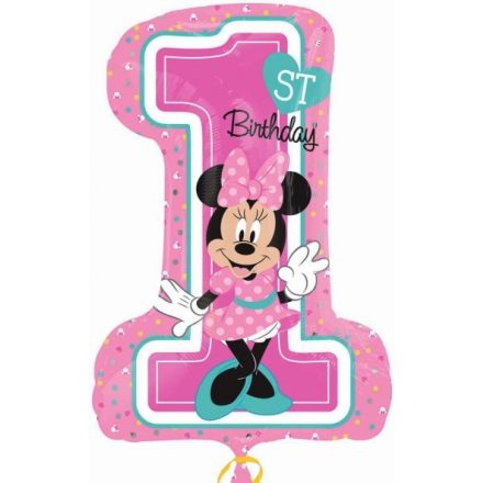 Disney Minnie Pink Első születésnap fólia lufi 71 cm