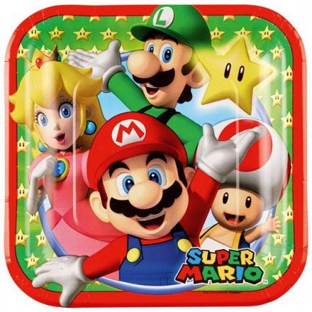 Super Mario Mushroom World papírtányér 8 db-os 18 cm - ÚJ