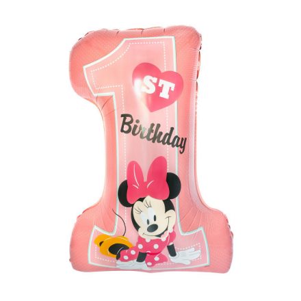 Disney Minnie Pink Első születésnap fólia lufi 71 cm - ÚJ