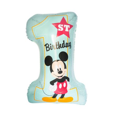 Disney Mickey Blue Első születésnap fólia lufi 71 cm - ÚJ