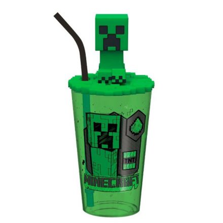 Minecraft Green műanyag 3D szívószálas pohár 443 ml - ÚJ