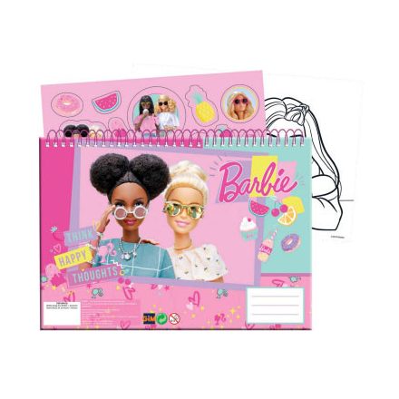 Barbie Happy Thoughts A/4 spirál vázlatfüzet 40 lapos matricával - ÚJ