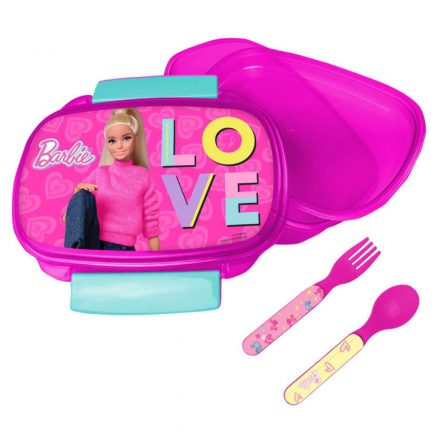 Barbie Love szendvicsdoboz + evőeszköz szett - ÚJ