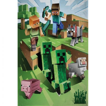 Minecraft Cave Attack polár takaró 100x150cm - ÚJ