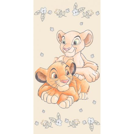 Disney Az Oroszlánkirály Simba & Nala fürdőlepedő, strand törölköző Yellow 70*140cm - ÚJ