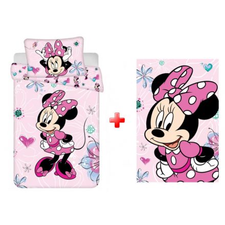 Disney Minnie Flowers gyerek ágyneműhuzat és polár takaró szett