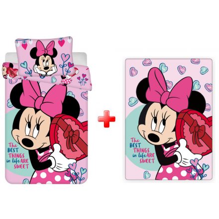 Disney Minnie Sweets gyerek ágyneműhuzat és polár takaró szett