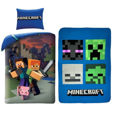 Minecraft Steve and Alex ágyneműhuzat és polár takaró szett - ÚJ