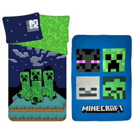 Minecraft Sssleep Tight  ágyneműhuzat és polár takaró szett - ÚJ