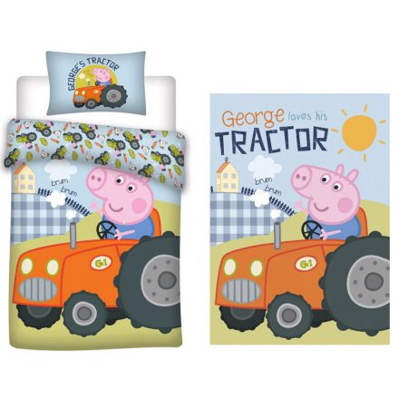 Peppa malac George's Tractor gyerek ágyneműhuzat és polár takaró szett