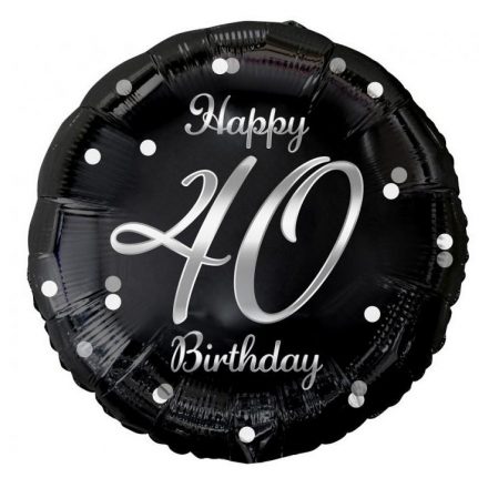 Happy Birthday 40 B&C Silver fólia lufi 36 cm