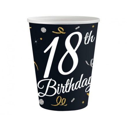 Happy Birthday 18 B&C papír pohár 6 db-os 200 ml