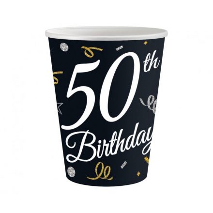 Happy Birthday 50 B&C papír pohár 6 db-os 200 ml