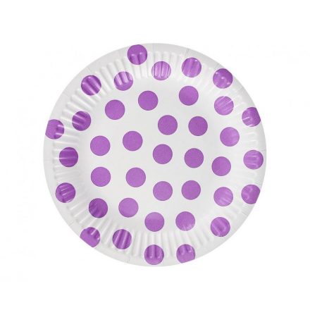 Pöttyös Lavender Polka Dots papírtányér 6 db-os 18 cm - ÚJ