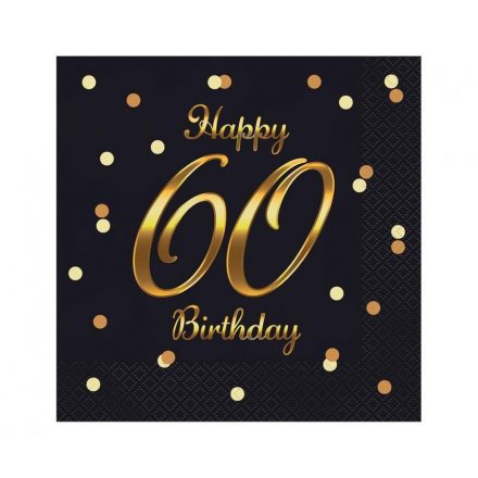 Happy Birthday 60 B&C Gold szalvéta 20 db-os 33x33 cm