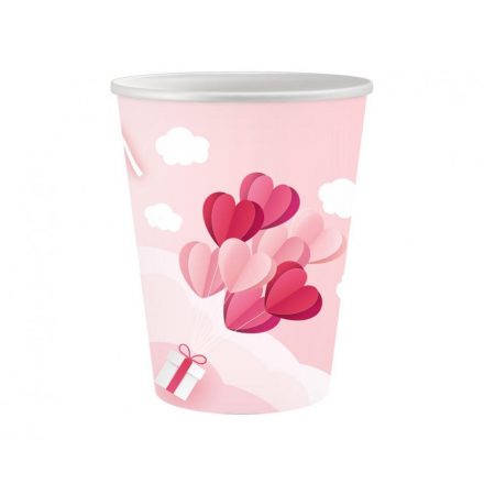 Szerelem Love Is In The Air Pink papír pohár 6 db-os 250 ml