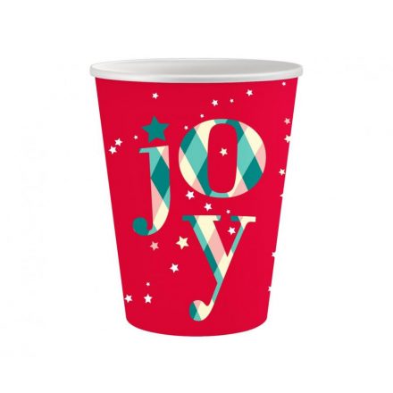 Karácsonyi Red Joy papír pohár 6 db-os 250 ml - ÚJ