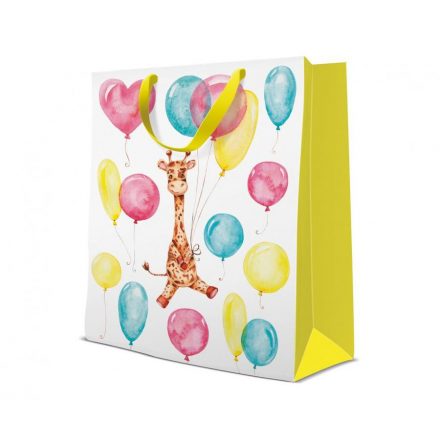 Zsiráf Giraffe with Balloon papír ajándéktasak 26x33 cm