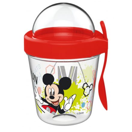 Disney Mickey pohár snack tartó fedéllel és kanállal 350 ml - ÚJ