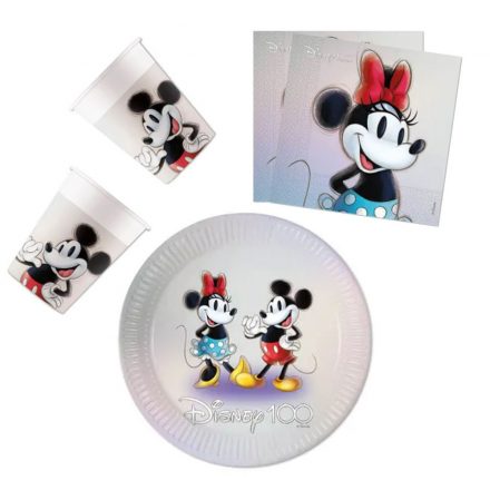 Disney 100 Minnie party szett 36 db-os 23 cm-es tányérral - ÚJ