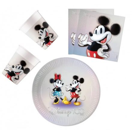 Disney 100 Mickey party szett 36 db-os 23 cm-es tányérral - ÚJ