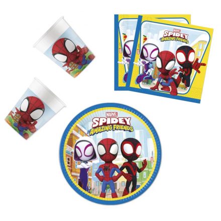 Pókember Spidey party szett 36 db-os 23 cm-es tányérral - ÚJ