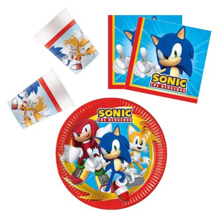 Sonic a sündisznó Sega party szett 36 db-os 23 cm-es tányérral - ÚJ