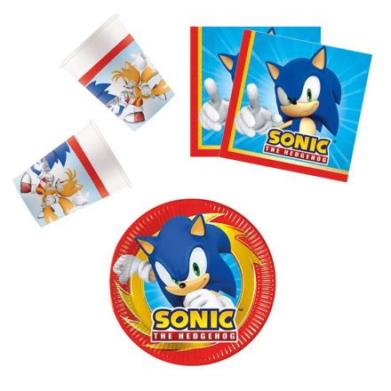 Sonic a sündisznó Sega party szett 36 db-os 20 cm-es tányérral - ÚJ