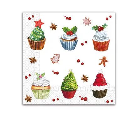 Karácsonyi Christmas Cupcakes szalvéta 20 db-os 33x33 cm - ÚJ