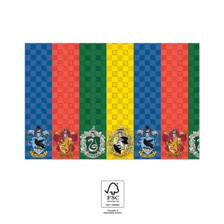 Harry Potter Hogwarts Houses papír asztalterítő 120x180 cm FSC - ÚJ