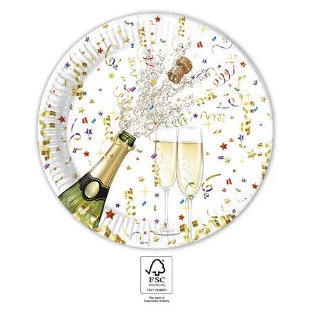 Csillogó ünneplés Sparkling Celebration papírtányér 8 db-os 23 cm FSC - ÚJ