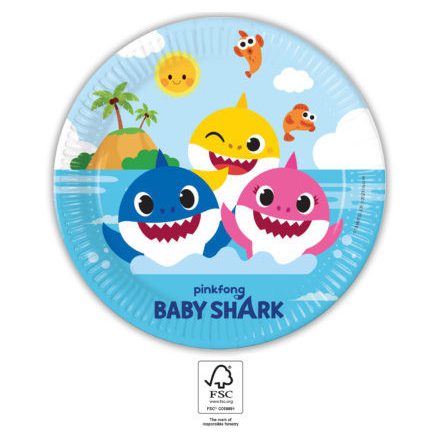 Baby Shark Fun in the Sun papírtányér 8 db-os 23 cm FSC