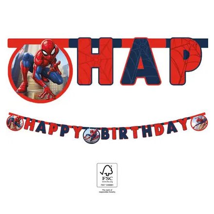 Pókember Crime Fighter Happy Birthday felirat FSC 2 m - ÚJ